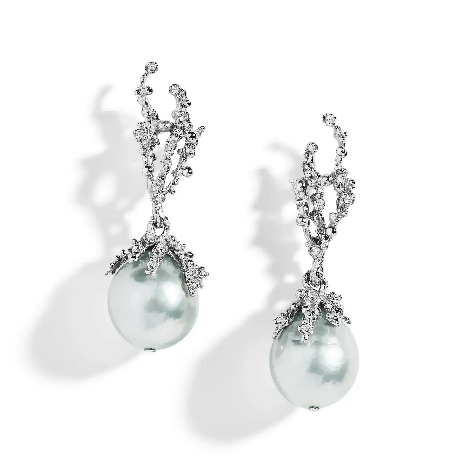 Image of Ocean Earrings with Pearls and Diamonds
