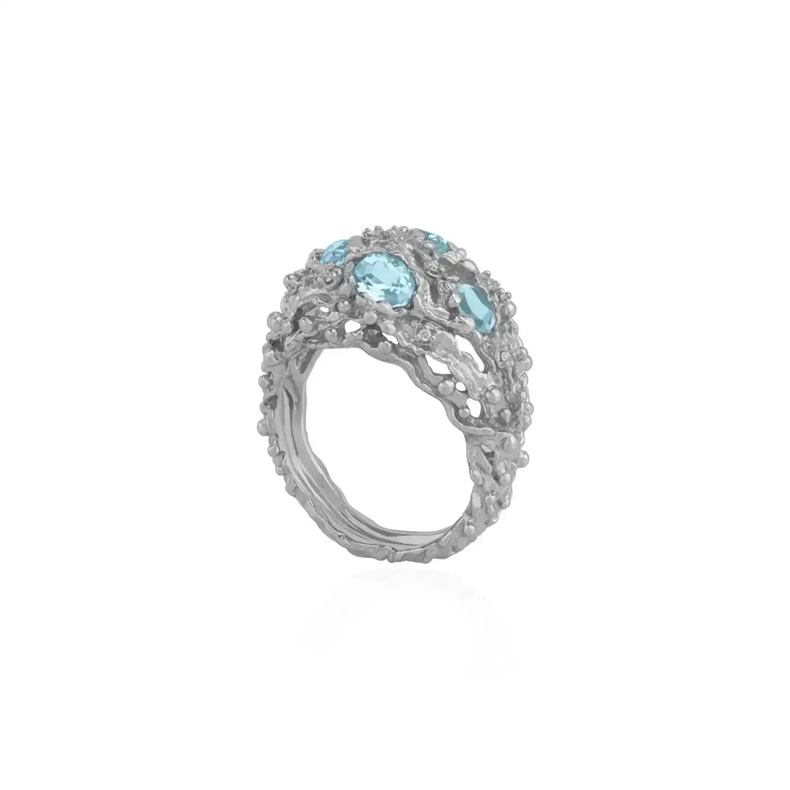 Image of Ocean Ring with Blue Topaz and Diamonds