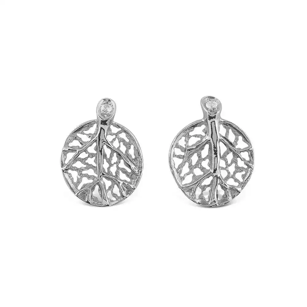 Image of Botanical Leaf Earrings with Diamonds