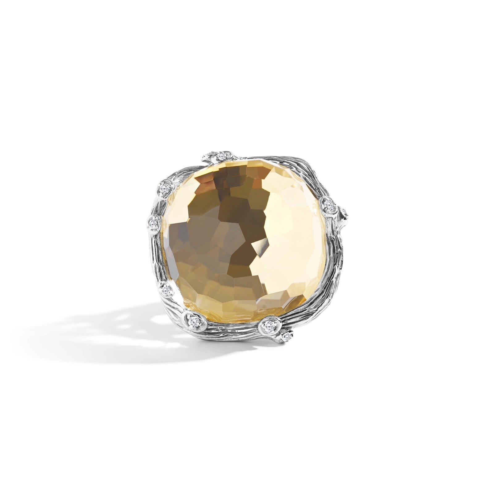 Image of Enchanted Forest Ring with Gold Doublet and Diamonds