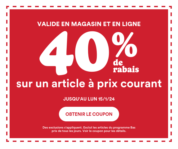 Coupon illustré – Cliquez ici pour obtenir votre coupon – Des exclusions s’appliquent. Voir le coupon pour obtenir des détails.