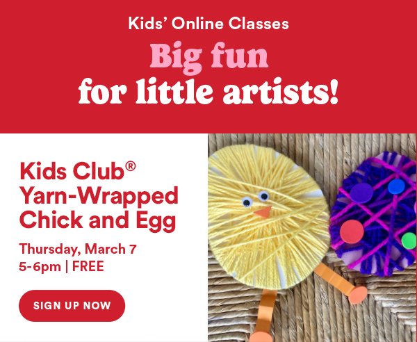 kids online classes big fun for little artists kids club yarn wrapped chick and egg