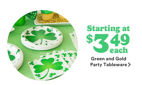 green and gold party tableware