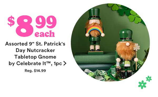 assorted 9 inch st patricks day nutcracker tabletop gnome