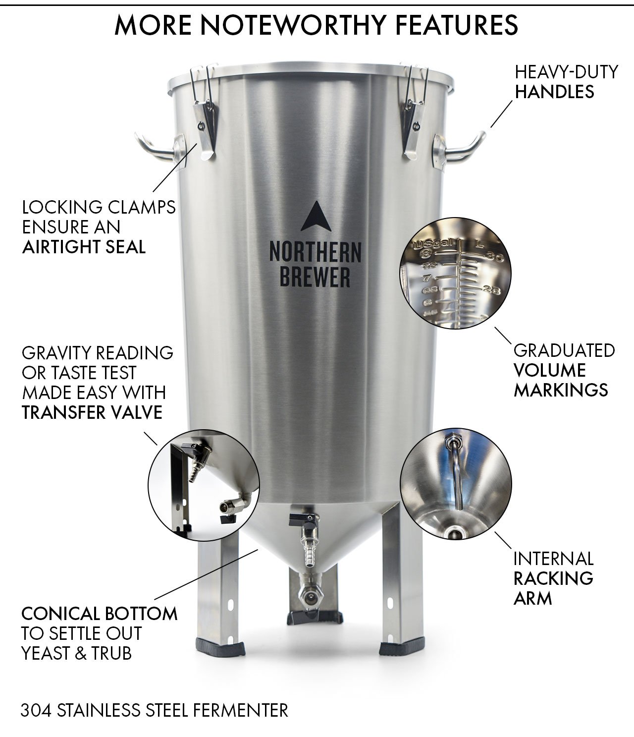 Reactor Conical Fermenter Noteworthy Features, including 304 Stainless Steel