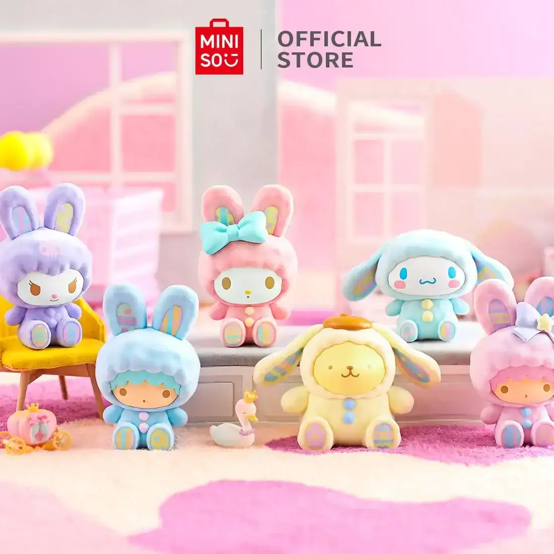 MINISO Sanrio Characters Rabbit Series Flock Blind Box Figure Model