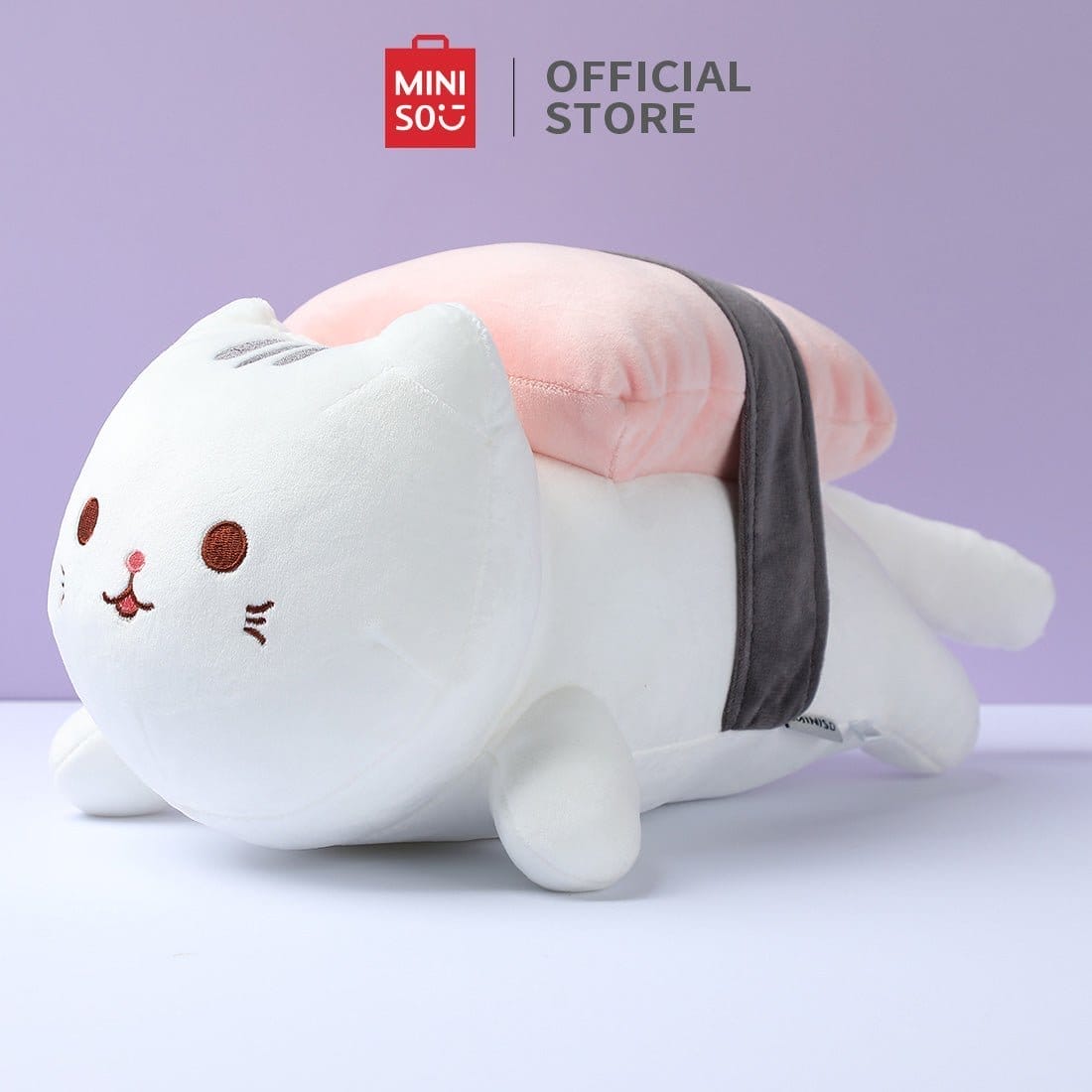 Miniso Salmon Sushi Cat Plush Toy 13.7" Cute Stuffed Animal Soft Decorative Throw Pillow