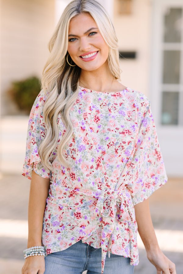 Happy Thoughts Sage Green Floral Tied Blouse