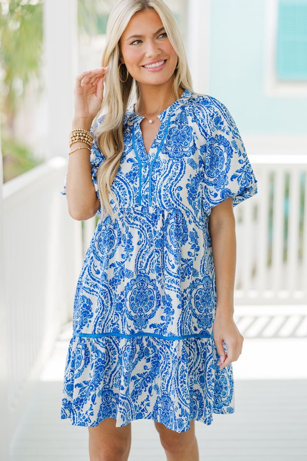 No Way Around It Sapphire Blue Floral Dress