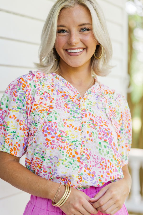 Next Stop Light Pink Spotted Blouse