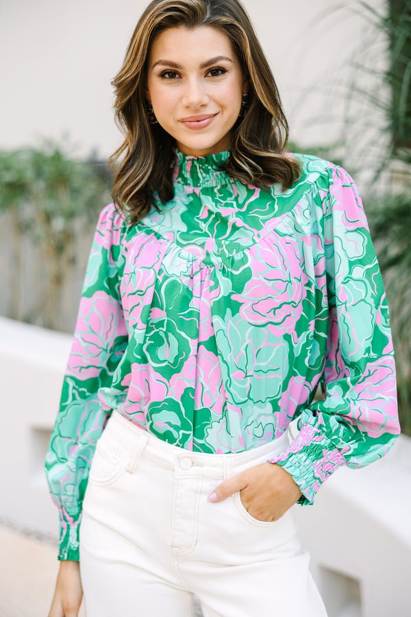 All In Green Floral Blouse