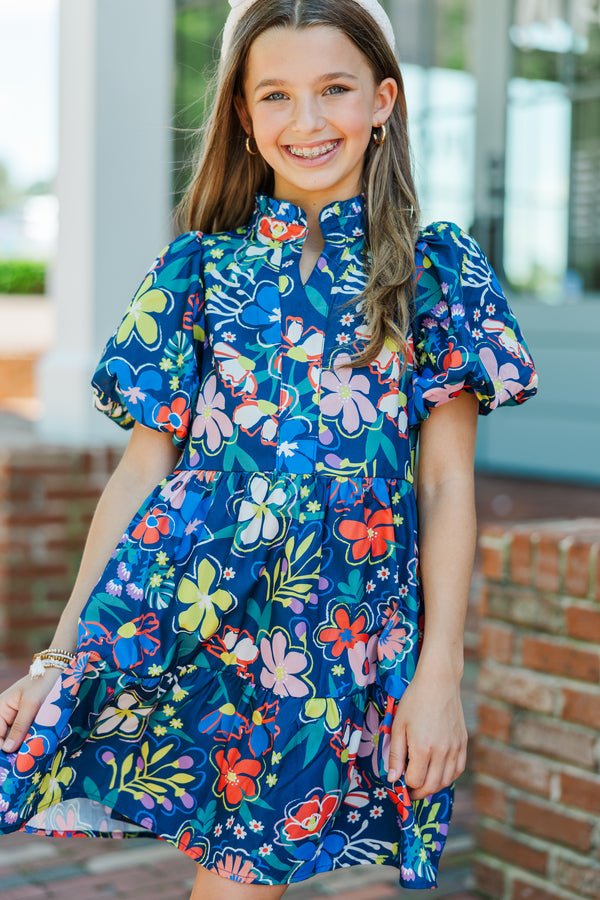 Girls: When You Know Navy Blue Floral Dress