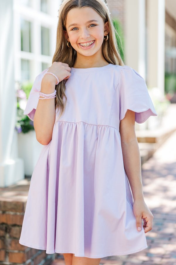 Girls: Time Goes By Lavender Purple Scalloped Dress