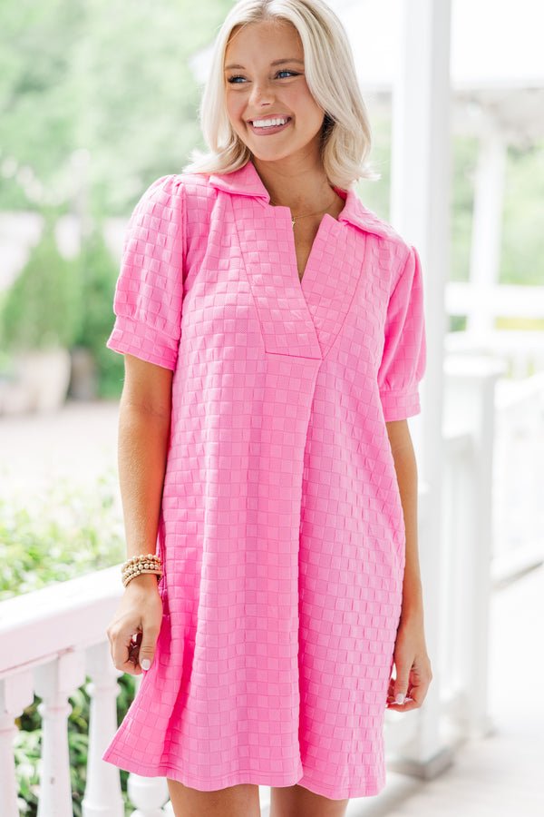 Nice To See You Pink Textured Dress