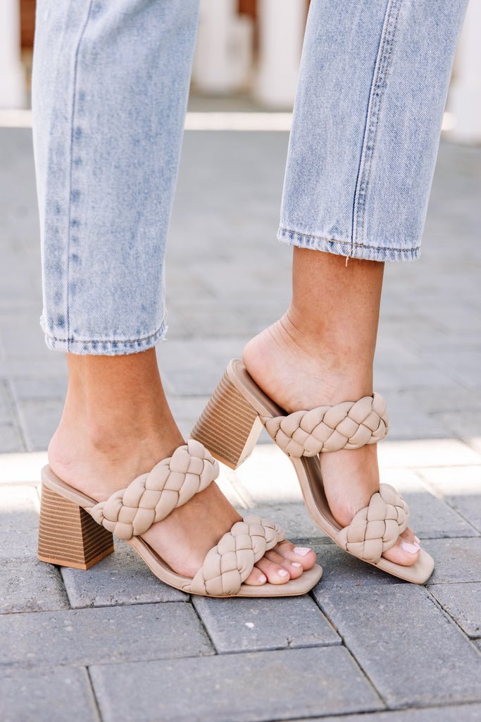 Love You More Taupe Brown Braided Heels