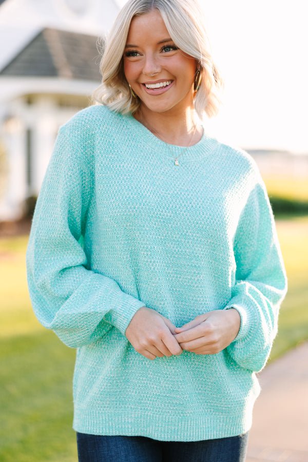 The Slouchy Bubble Mint Green Sleeve Sweater