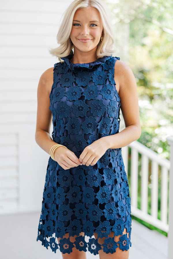 Daily Reminder Navy Blue Crochet Dress