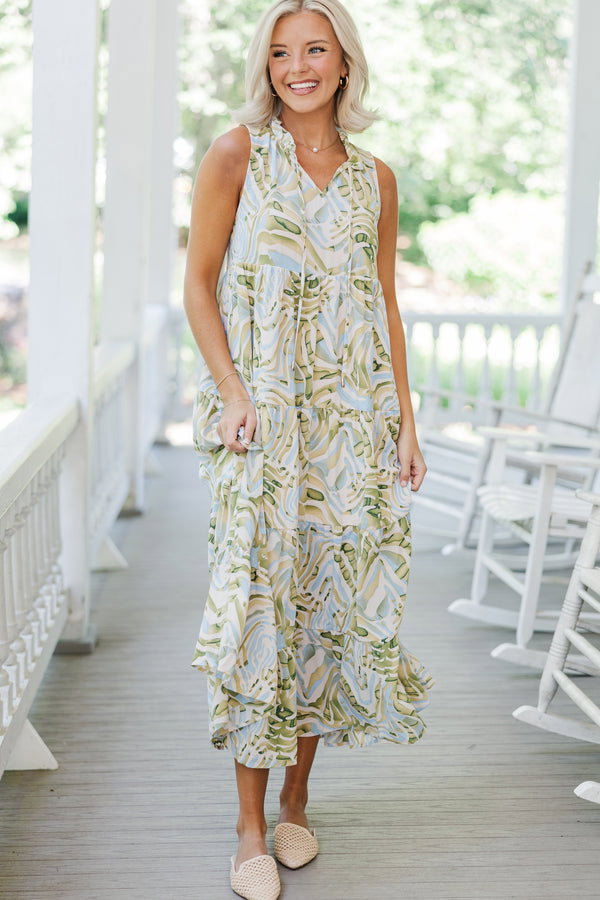 Know You Better Green Abstract Maxi Dress