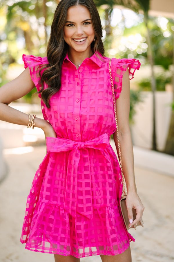 Get What You Need Fuchsia Pink Textured Dress
