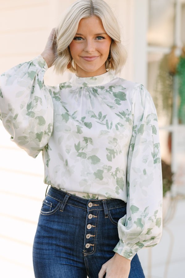 On My Mind Green Floral Blouse