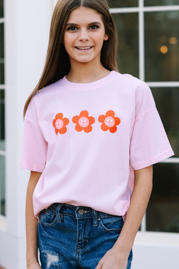 Girls: Heart Eyes Blush Pink Graphic Tee