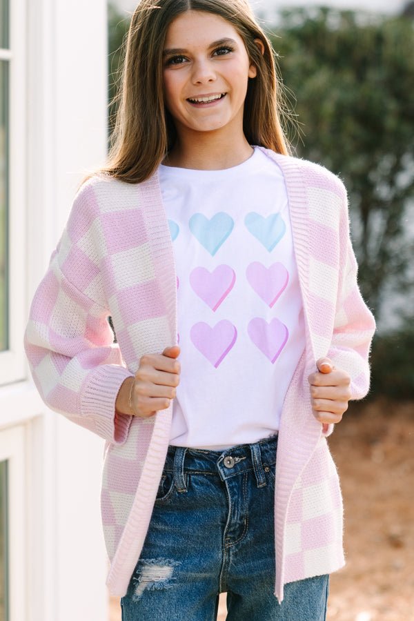 Girls: That's Life Lavender Purple Checkered Cardigan