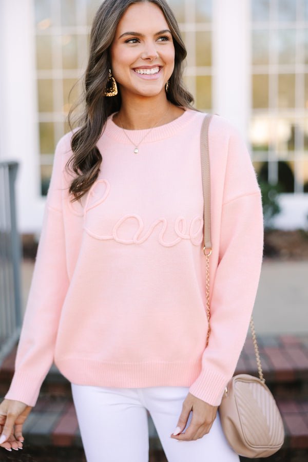 With Love Pink Script Sweater