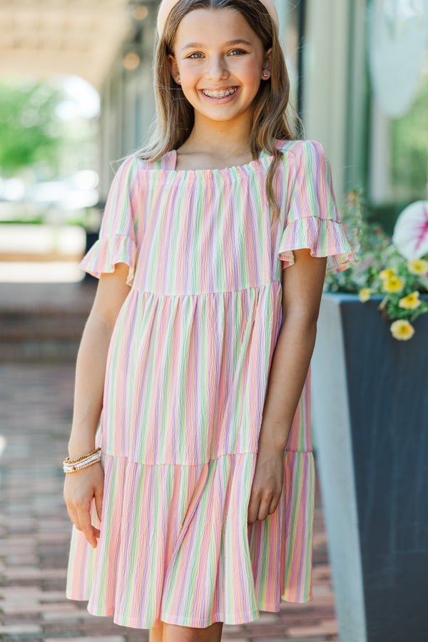 Girls: It's All For Fun Pink Striped Dress