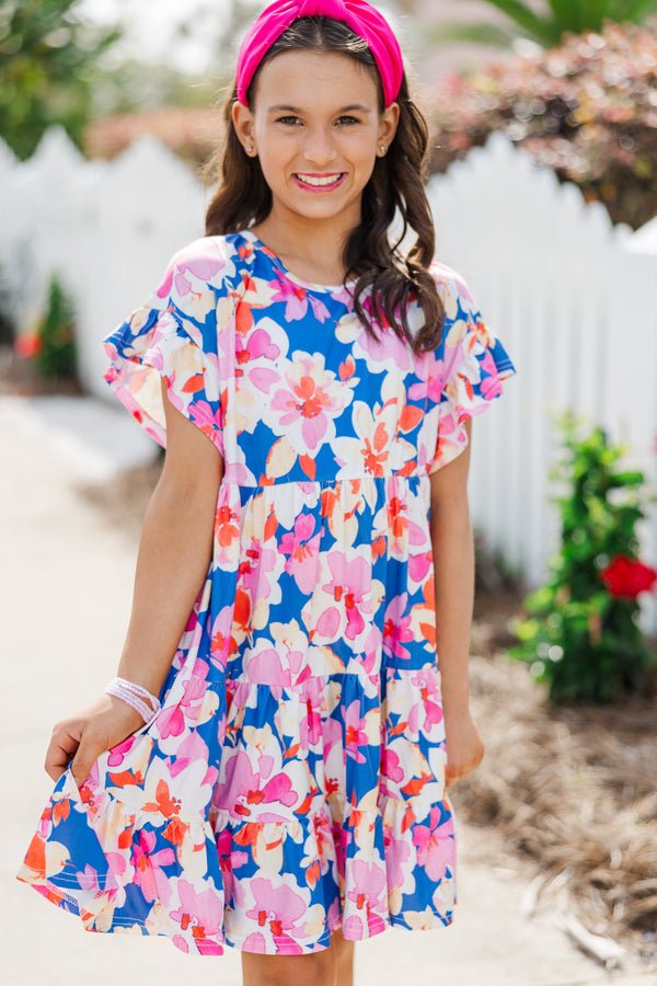 Girls: Can You Keep Up Blue Floral Dress