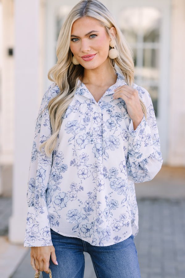 Take Your Turn White Floral Blouse