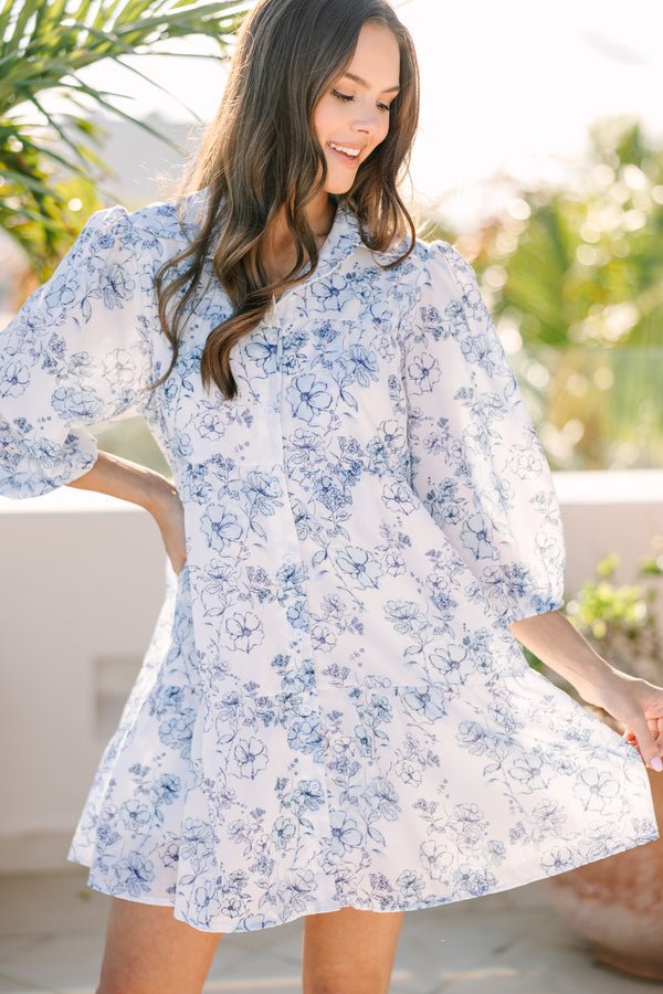 On Your Way Light Blue Floral Babydoll Dress