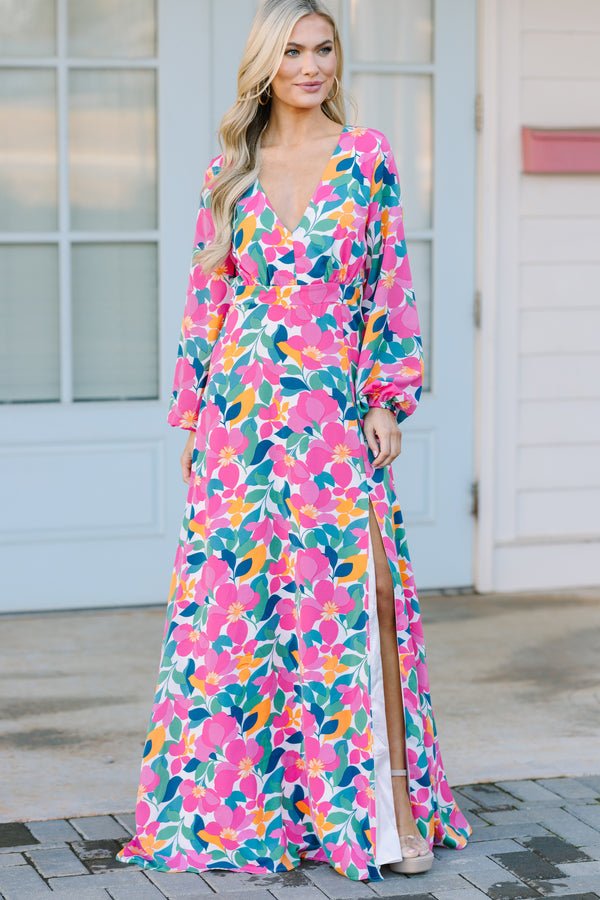 Just Feels Right Off White Floral Maxi Dress