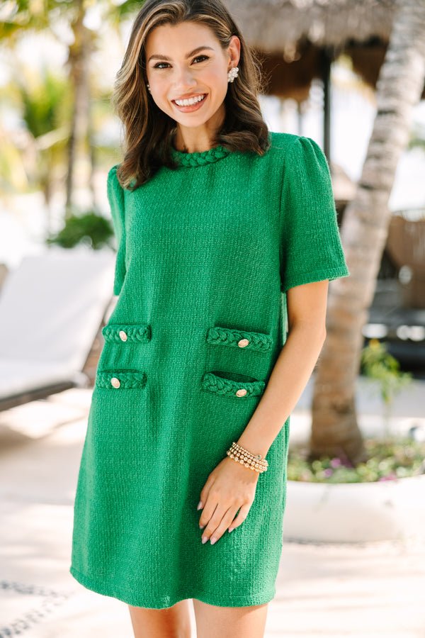 As You Out Green Tweed Shift Dress