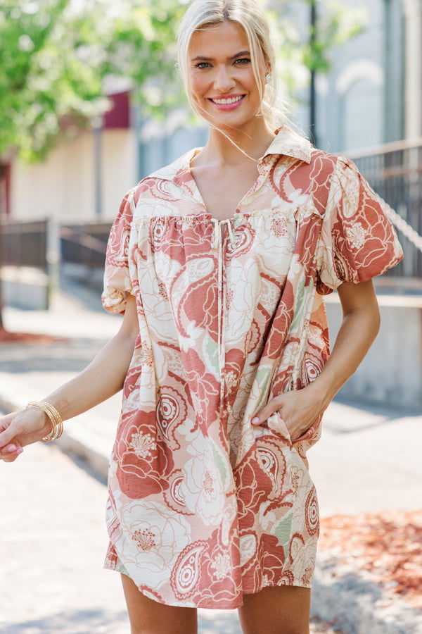 Better Than You Know Cinnamon Orange Floral Dress