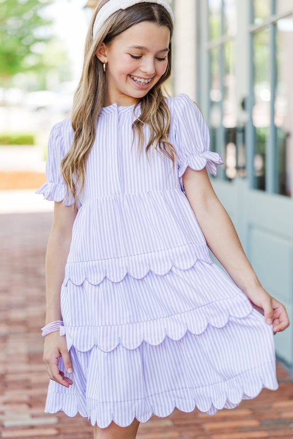 Girls: Perfectly Paired Lavender Striped Midi Dress