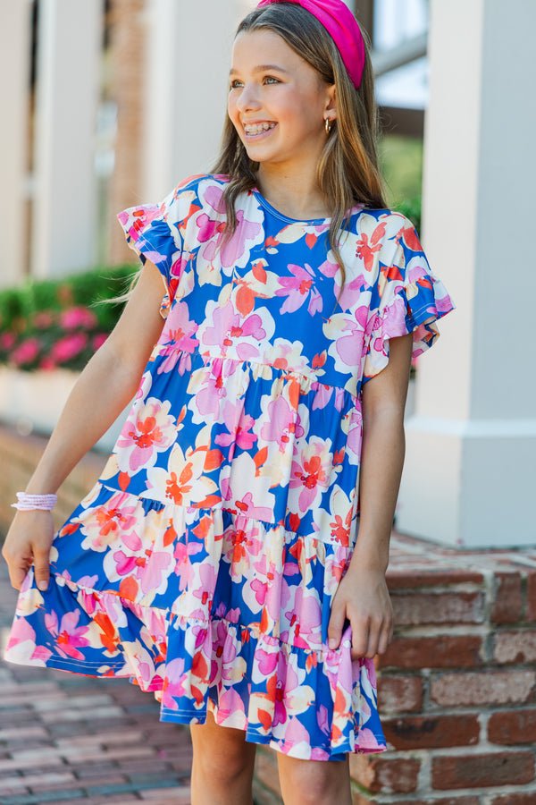 Girls: Can You Keep Up Blue Floral Dress