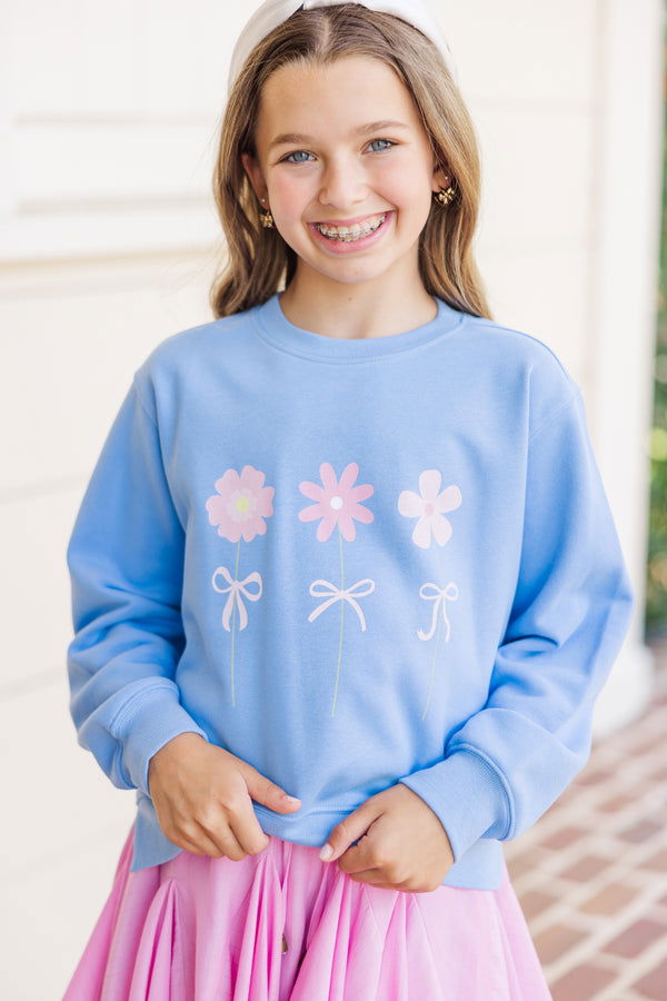 PREORDER: Girls: In Full Bloom Sky Blue Graphic Sweatshirt