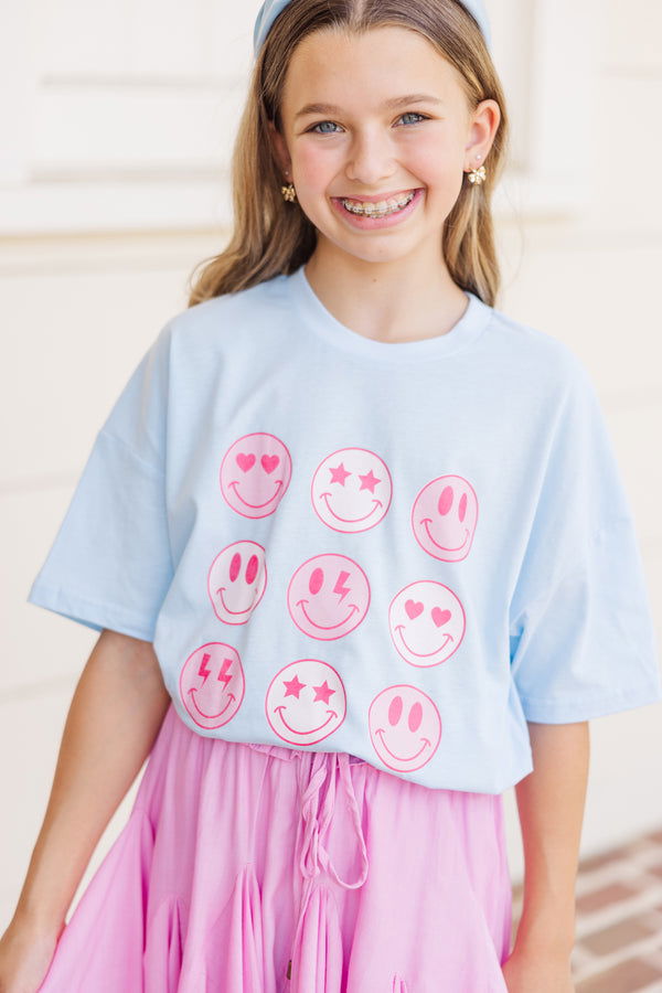 PREORDER: Girls: Always Happy Light Blue Graphic Tee