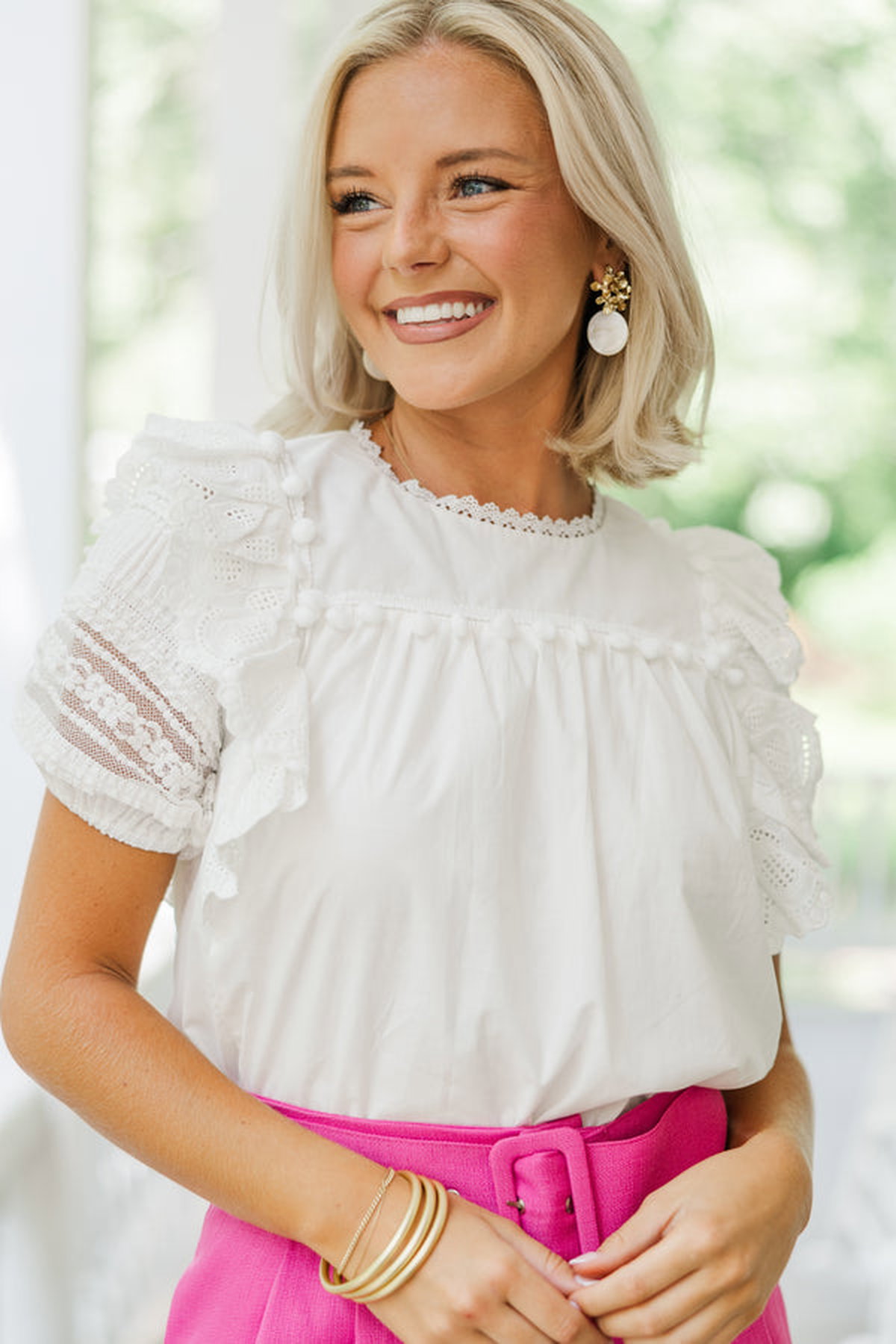 Give Us Joy White Lace Blouse