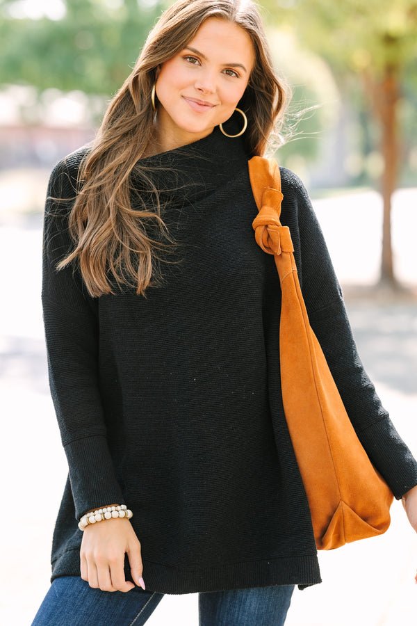 The Slouchy Black Mock Neck Tunic