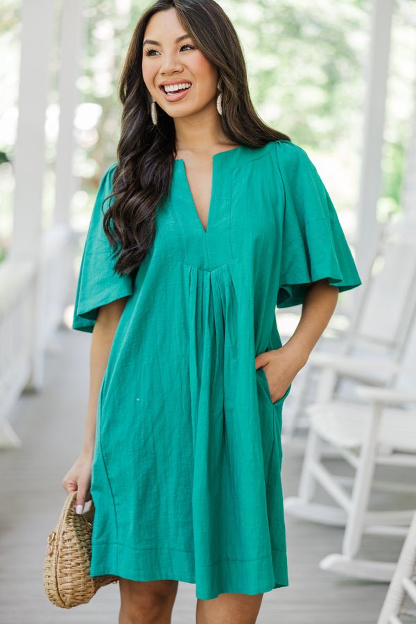 Just A Theory Jade Green Cotton Dress