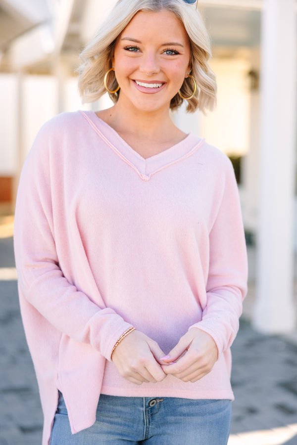 Find Yourself Blush Pink Brushed Knit Top