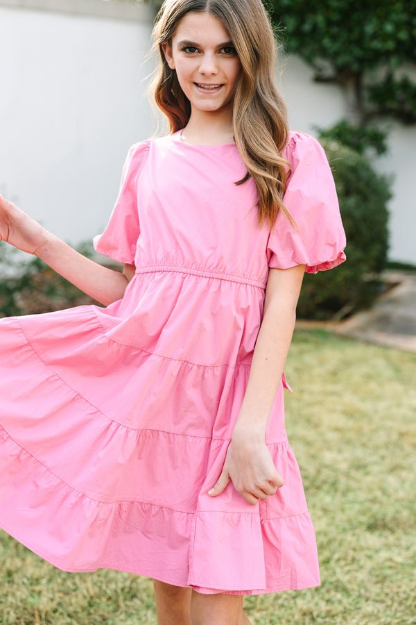 Girls: All True Pink Tiered Dress