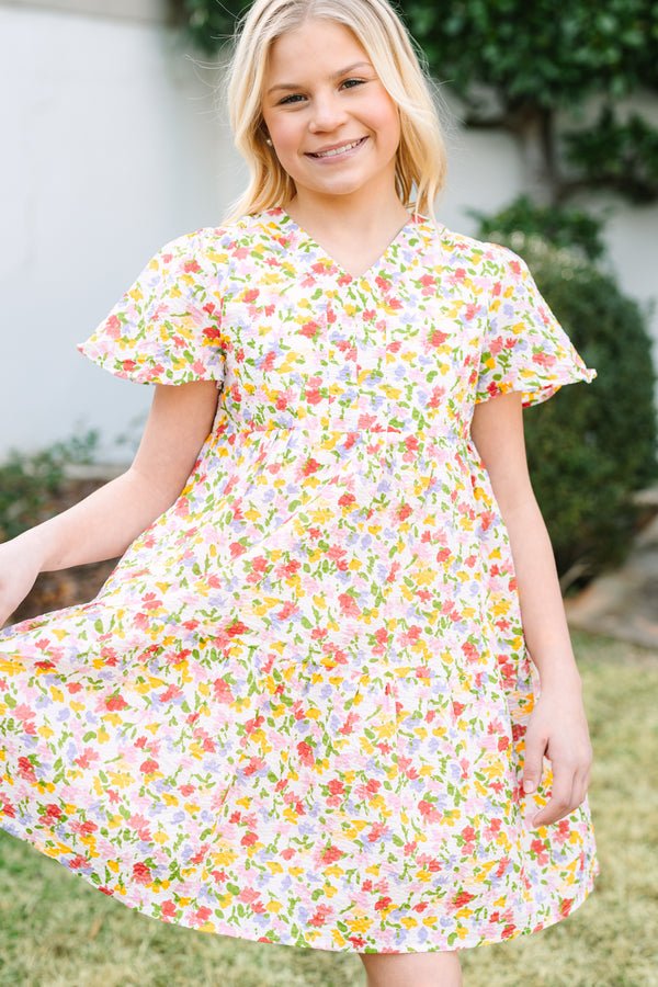 Girls: It's A Dream Yellow Ditsy Floral Dress