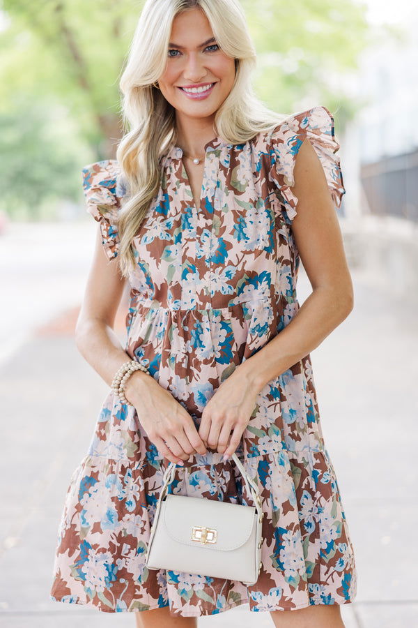 At This Time Brown Floral Dress