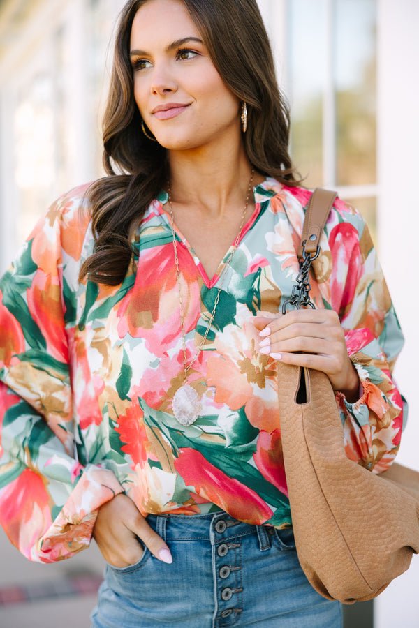 On Your Way Sage Green Floral Blouse