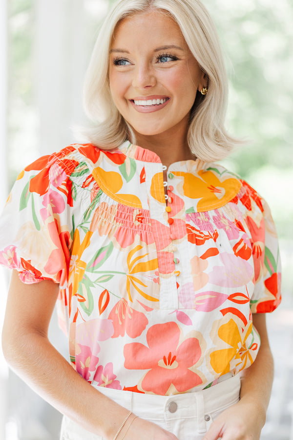 Fate: Say You Love Me Orange Floral Blouse