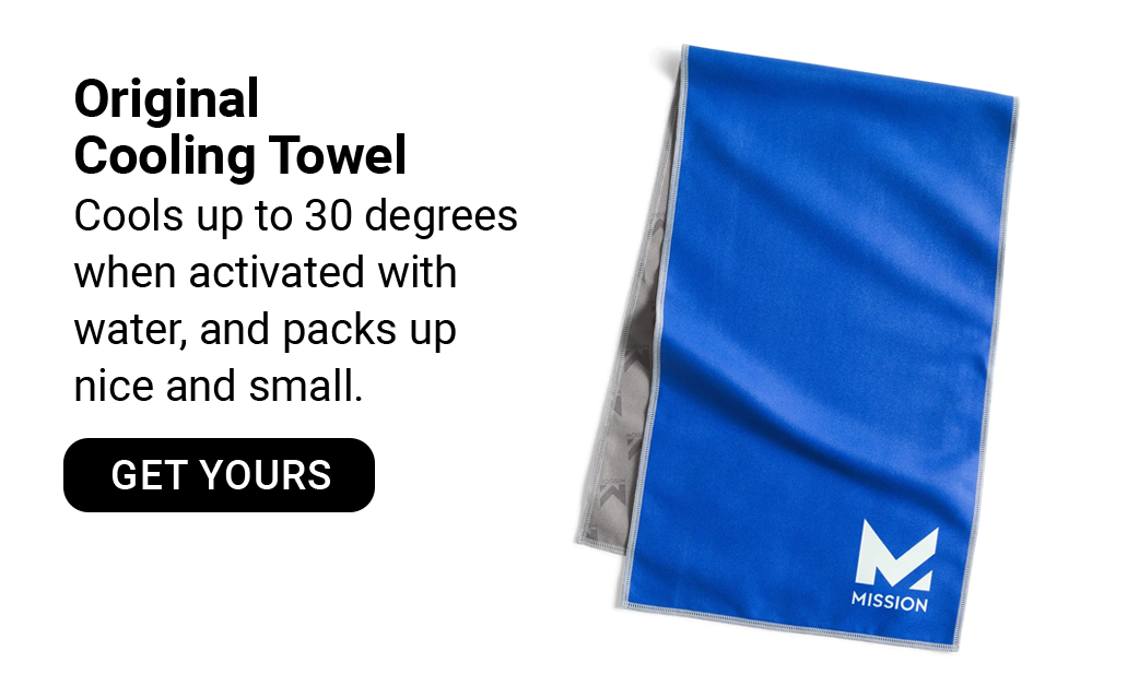 Original Cooling Towel Cools up to 30 degrees when activated with water, and packs up nice and small. [GET YOURS]