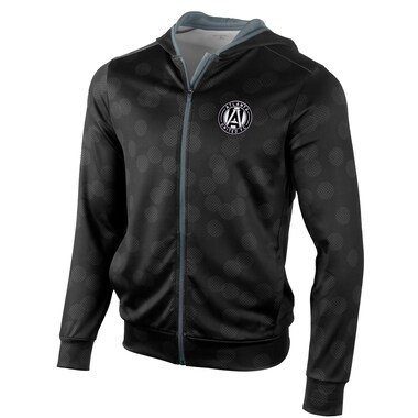 Men's Atlanta United FC Antigua Black Brushed Metallic Logo Phantom Full-Zip Hoodie