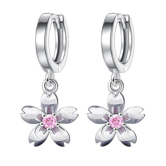 Image of Feudal Japan Sakura Flower Sterling Silver Earrings